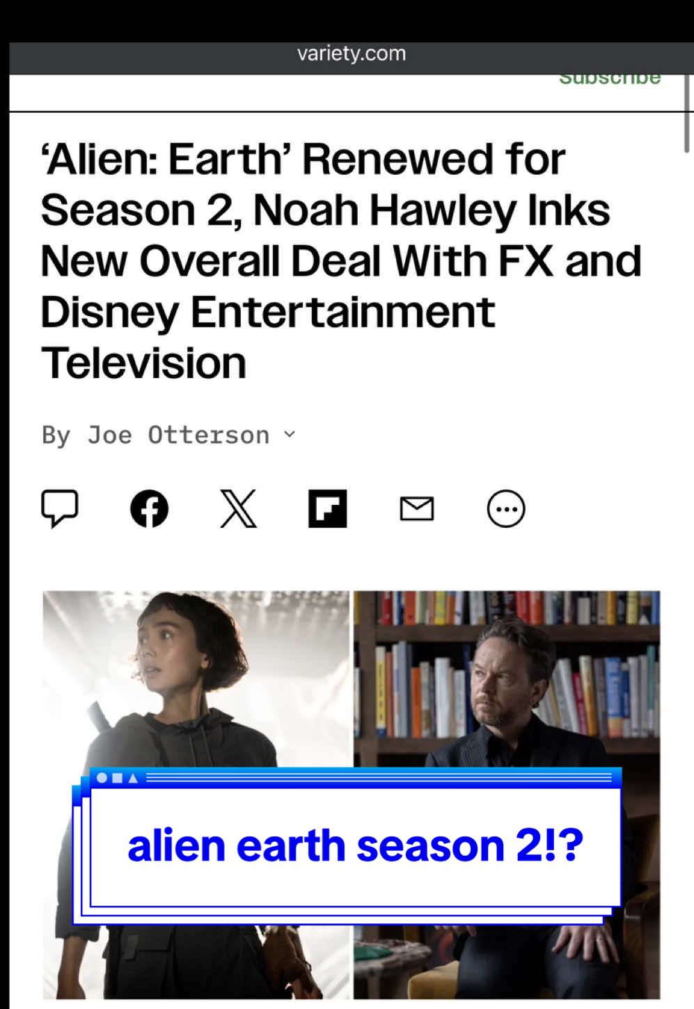 Alien Earth renewed for a Season Two really gagged me… 