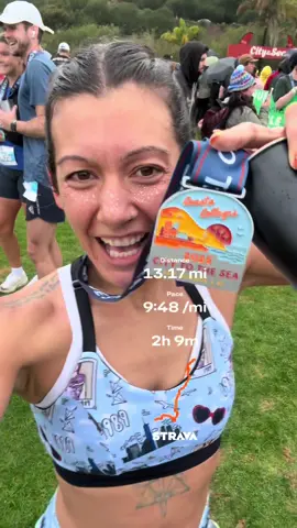 First half in the books ✅ can’t wait for the next one! #halfmarathon #sanluisobispo #citytosea 