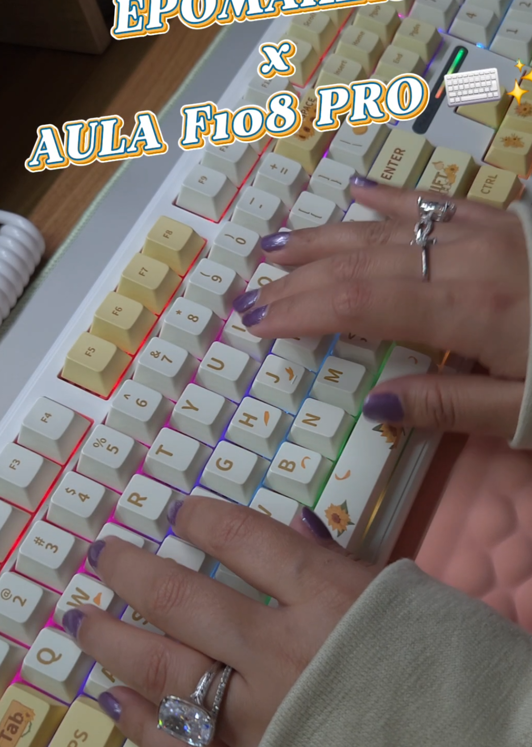 Black Friday is here and this one is a setup CHANGER 😍🖤 I’m adding the EPOMAKER X AULA F108 PRO to my desk — a full-size, feature-packed mechanical keyboard with the smoothest, creamiest feel. Mine has sunflower keycaps 🌻 + feather silent switches 🫧, making it buttery, quiet, and aesthetic all at once. And the highlight? ➡️ A 1.14” customizable LCD screen plus a convenient knob you can use for volume, brightness, RGB, system stats, and personalization. 📺🎛️ This keyboard does EVERYTHING: ⌨️ Full-size 104 keys with anti-ghosting 💛 Ergonomic 2-stage kickstand + cherry profile keycaps 🔌 Tri-mode: Bluetooth 5.0 / 2.4G / USB-C 🔋 Massive 8000mAh battery (up to 76 hrs!) 🫧 Five-layer sound dampening for creamy, silent ASMR typing 🔧 Hot-swappable for any 3/5-pin switches 🌈 South-facing RGB with tons of lighting effects 📟 Customizable screen + macro software for full control 🏋️‍♂️ 1.2kg solid build for premium stability Whether it’s gaming, work, or aesthetic desk vibes, this keyboard is a 10/10 upgrade — and it’s on Black Friday sale RIGHT NOW 🖤⚡🔥 Perfect time to grab it! @epomakerkeyboard @Epomaker Keyboard @Aula  #tiktokshopblackfriday #mechanicalkeyboard #aulaf108pro #epomaker #tiktokshopcybermonday 