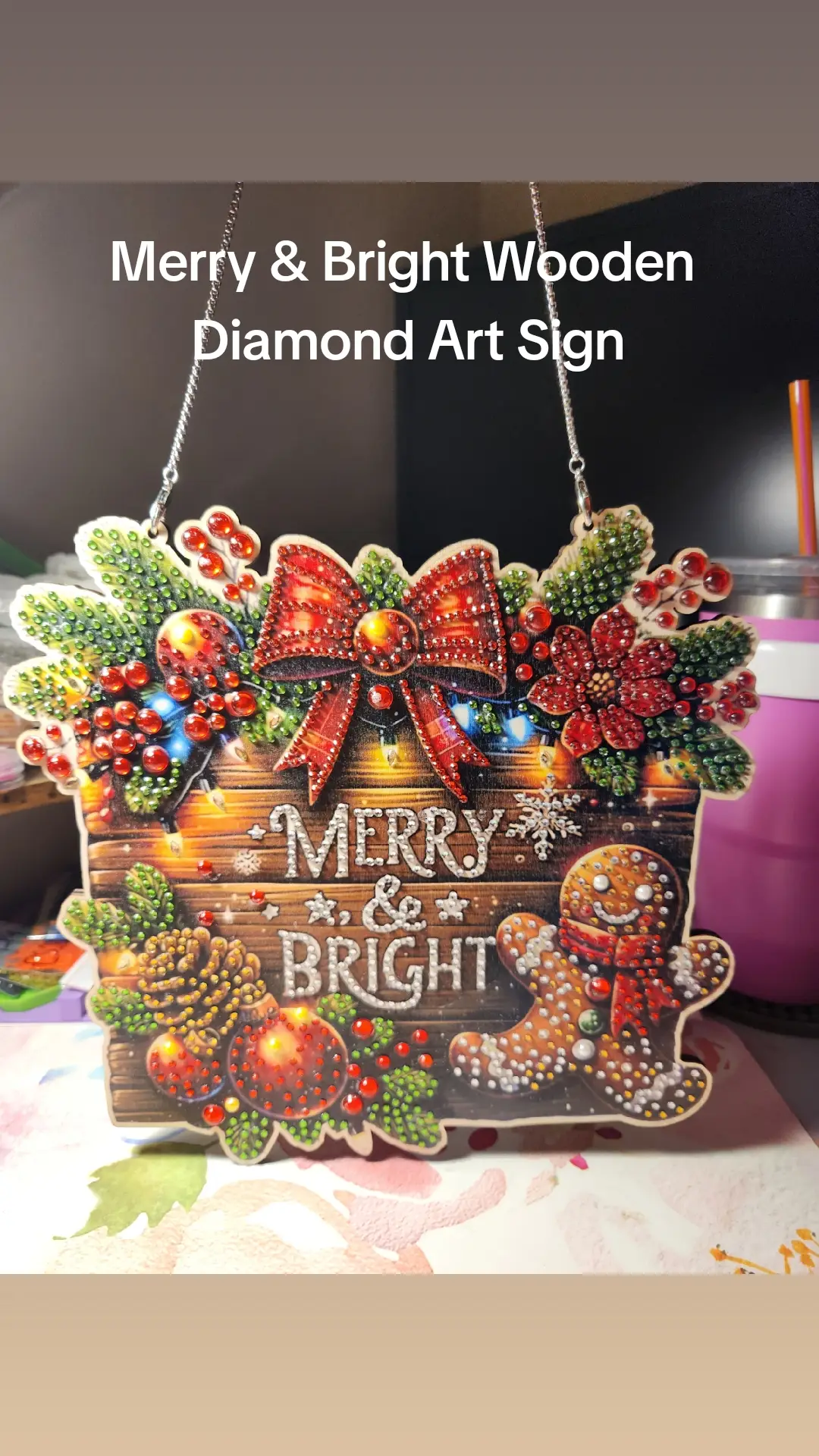 #merry  #bright #gingerbread #woodensign  #diamondart  #SmallBusiness 