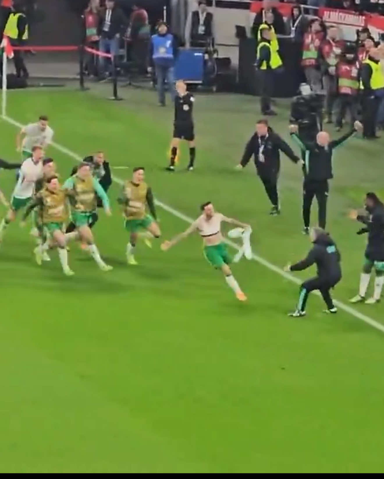 The chaos of the Ireland celebrations, the Hungary players on the floor.  Chef's kiss 🤌 #troyparrott ##irelandfootball #republicofireland #footballtiktok #hungary 