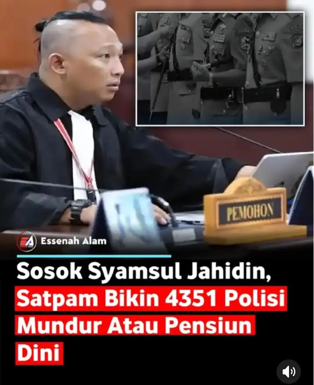 Sosok Syamsol Jahidin Ketok palu Mahkamah Konstitusi (MK) sudah diputuskan kalau polisi tak boleh mengisi jabatan sipil. Siapakah sosok orang melakukan gugatan ke MK tersebut? Ternyata seorang satpam yang juga menjadi advokat muda asal Nusa Tenggara Barat (NTB) dan masih muda. Berusia 33 tahun. Namun Syamsul Jahidin cukup dikenal dalam sepak terjangnya melakukan berbagai gugatan ke MK. Untuk diketahui, gugatan ini diajukan Syamsul Jahidin yang menggugat Pasal 28 Ayat (3) dan Penjelasan Pasal 28 Ayat (3) Undang-Undang Nomor 2 Tahun 2002 tentang Kepolisian Negara Republik Indonesia (UU Polri). Alasan mereka menggugat adalah karena saat ini banyak anggota polisi aktif yang menduduki jabatan-jabatan sipil pada struktur organisasi di luar Polri, di antaranya Ketua Komisi Pemberantasan Korupsi, Sekjen Kementerian Kelautan dan Perikanan, Kepala BNN, Wakil Kepala BSSN, dan Kepala BNPT. Para anggota polisi aktif yang menduduki jabatan-jabatan tersebut tanpa melalui proses pengunduran diri atau pensiun. Hal ini dinilai bertentangan dengan prinsip netralitas aparatur negara, menurunkan kualitas demokrasi dan meritokrasi dalam pelayanan publik, serta merugikan hak konstitusional pemohon sebagai warga negara dan profesional sipil untuk mendapat perlakuan setara dalam pengisian jabatan publik. (Banjarmasin post) #anakmuda 