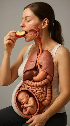 what happens when a pregnant woman eating apple inside human body? #fyp #anatomy #pregnant #ai #humanbody 