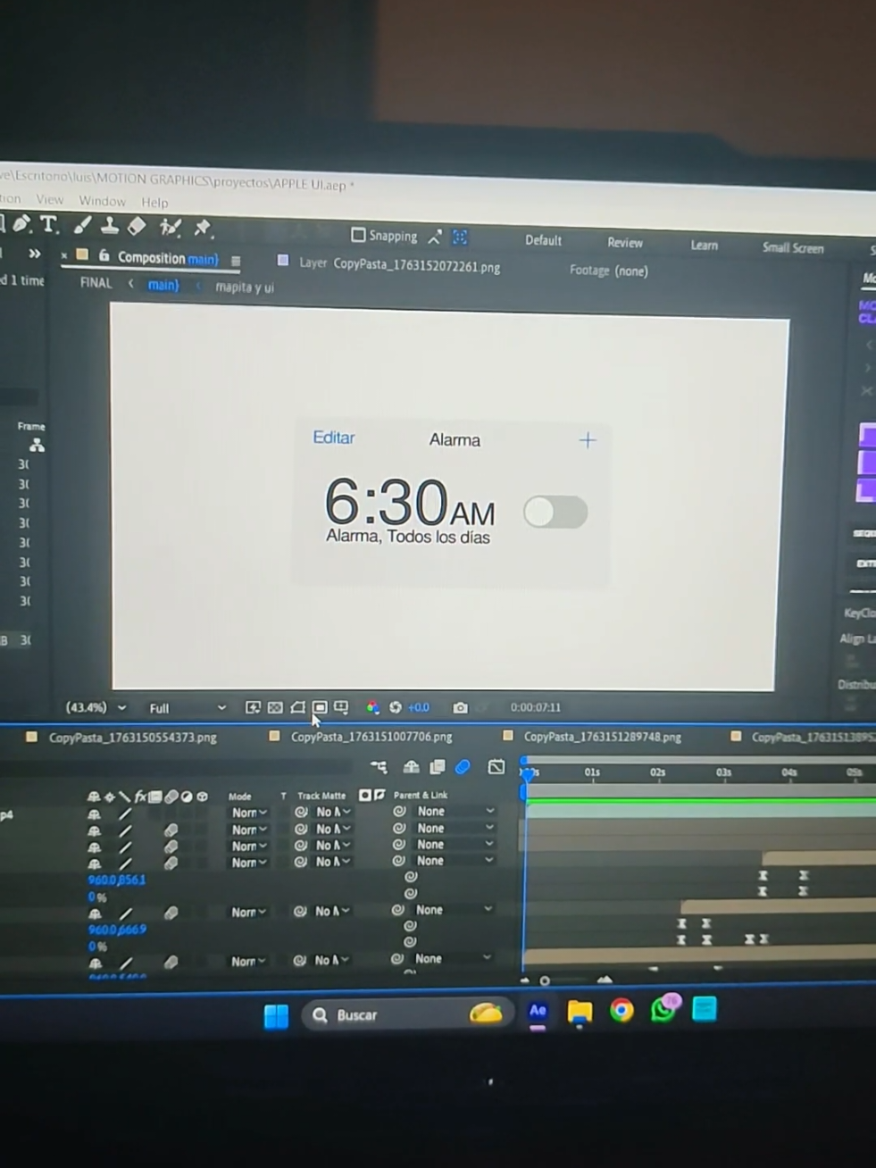 Animación de Apple estilo UI Tome de referencia un vídeo de Pinterest :) #motiondesigner #motiongraphics #motiondesign 