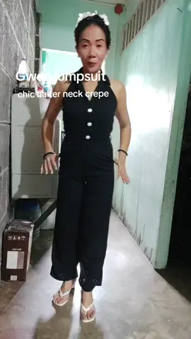 ang ganda nya suotin hindi mainit Malambot ang tela perfect for all occasion napaka elegant nya 🫶🏻🥰 #Gwen jumpsuit chic halter neck #widelegpants #crepefabric #fypシ゚ #tiktokaffialateshop 