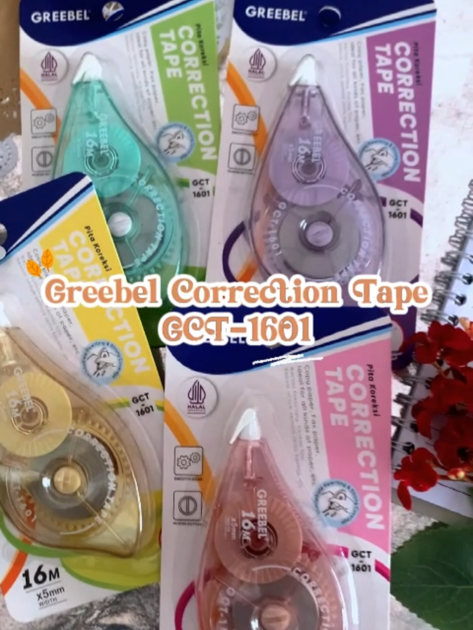 ✨ Greebel Correction Tape GCT-1601 — Koreksi Jadi Makin Estetik! ✨ Dengan warna pastel transparan yang cantik dan pita sepanjang 16 meter, correction tape ini siap nemenin kamu beresin salah tulis tanpa drama! Tarikannya halus, hasilnya rapi, dan bisa langsung ditulis ulang tanpa nunggu kering. Pilihan warna makin lucu, mood belajar pun naik! 💛💜💚💕 #Greebel #CorrectionTape #ATK #PerlengkapanSekolah #ATKMurah #journaling#stationery