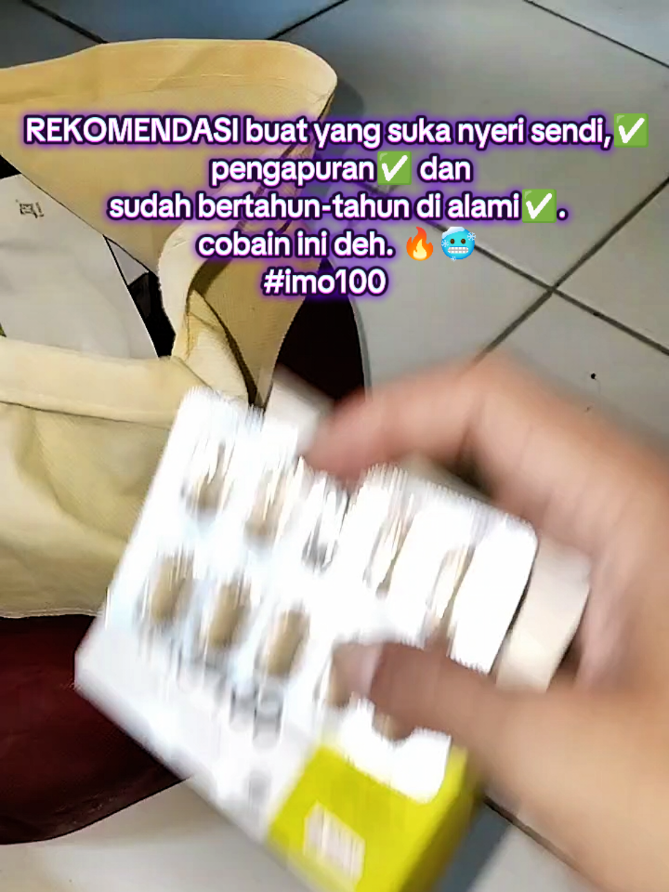 REKOMENDASI buat yang suka nyeri sendi, pengapuran dan sudah bertahun-tahun di alami. cobain ini deh.  #imo100 #nyerisendi #rekomendasibuatnyerisendi #promoguncang99 #pegellinu 