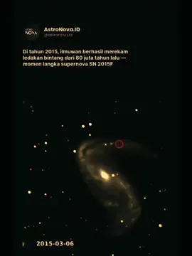 kalian tau gk si tahun 2015 kemarin ilmuan berhasil merekam ledakan supernova dari 80 juta tahun lalu?? penjelasan tentang Supernova!!!! - - - Supernova adalah ledakan bintang yang sangat besar dan dahsyat, yang terjadi ketika bintang supermasif kehabisan bahan bakar nuklir dan runtuh. •Proses Supernova 1. *Kehabisan Bahan Bakar*: Bintang kehabisan bahan bakar nuklir, sehingga tidak ada lagi energi untuk menahan gravitasi. 2. *Keruntuhan Inti*: Inti bintang runtuh karena gravitasi, menyebabkan peningkatan suhu dan tekanan. 3. *Ledakan*: Bintang meledak dalam ledakan supernova, melepaskan energi yang sangat besar. •Jenis Supernova 1. *Supernova Tipe I*: Ledakan bintang yang tidak memiliki hidrogen di spektrumnya. 2. *Supernova Tipe II*: Ledakan bintang yang memiliki hidrogen di spektrumnya. Dampak Supernova 1. *Penghancuran Planet*: Supernova dapat menghancurkan planet-planet di sekitarnya. 2. *Penciptaan Unsur*: Supernova dapat menciptakan unsur-unsur berat seperti emas dan uranium. 3. *Pengaruh pada Bumi*: Supernova dapat mempengaruhi atmosfer Bumi dan menyebabkan kepunahan massal. #pengetahuan #edukasi #jjedukasi #letdown #Astronomy 