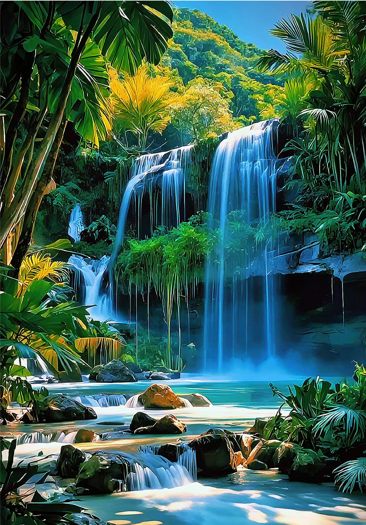 4K Live Wallpaper | Tropical Rainforest Waterfalls & Jungle Oasis Lagoon 🌊⛰️🌴🎋🌺 💠 Tropical rainforest waterfalls cascade into a glowing jungle oasis lagoon — emerald water shimmering beneath sunlight and mist. Palm trees rise through warm rainforest air, their shadows dancing across crystal-clear pools carved by ancient forest streams. Golden beams filter through dense jungle canopy, illuminating turquoise lagoons and silk-smooth waterfalls. This hidden rainforest oasis blends serenity, sunlight, and warm tropical calm into a cinematic 4K escape. A paradise of tropical waterfalls, rainforest cliffs, and shimmering lagoon reflections — crafted to bring clarity, peace, and wild island beauty into your everyday space 💙✨ ©️ Copyright — All content materials, including video, text, and descriptions, are property of AI Canvas Team. #wallpapers #livewallpaper #waterfalls #jungle #oasis 