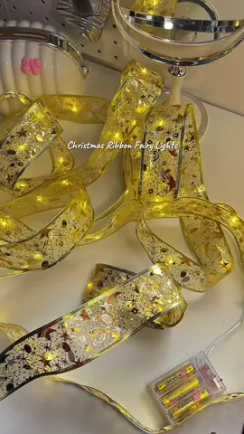 2 in 1 Christmas ribbon fairy lights for christmas decoration this year! Add this to your Christmas tree! 🎄✨ #christmastree #christmaslights #christmasdecor 