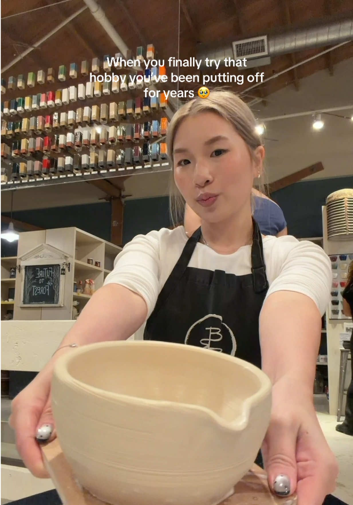 Tried pottery for the first time since middle school and my inner artist is genuinely so happy 🫶🏻 #pottery #matchabowl #potterytiktok #bitterrootpottery 