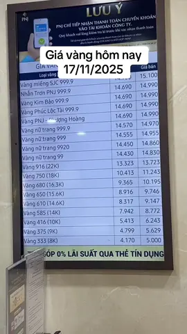 Giá vàng hôm nay ngày 17/11/2025 #pnjtiktoktalent #vangpnj #giavanghomnay #giavangtang #giavang 