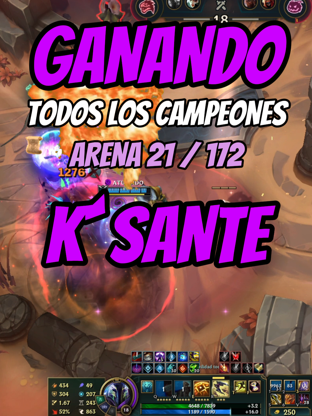 Con extenuación y dentro de la R de morde igualmente lo juanchotie. K´sante Full Fe por que eso ya no fue full yunques acompañado de Zed para ganar con todos los campeones de arena parte 21 de 172 #arenaleagueoflegends #leagueoflegends #modoarena #gameplay