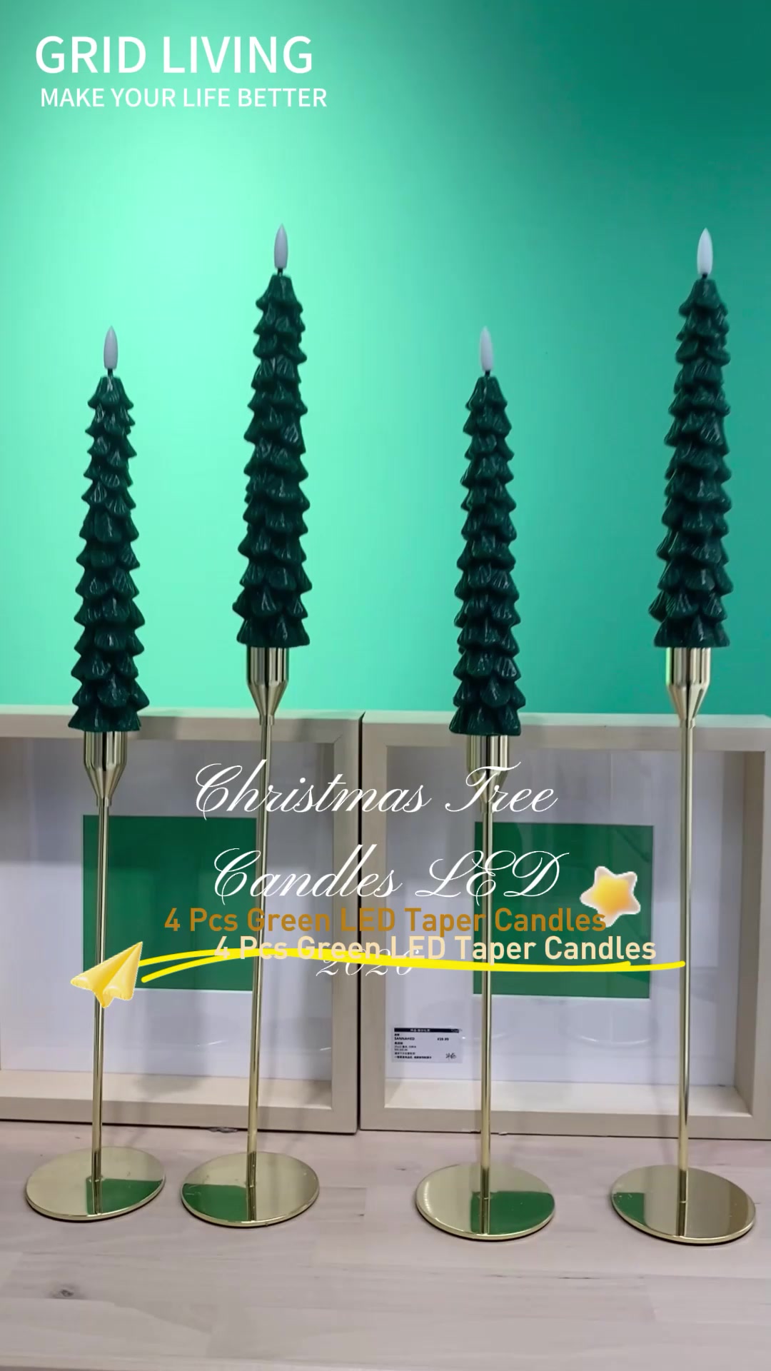 4 Pcs Green LED Candlesticks,Christmas Decorations Indoor, Christmas Decor-Christmas Tree Taper Flameless Candles Battery Operated with Remote Timer,Home Table Mantel Room Decor #diychristmas #holidaydecorating #macyschristmasdecorations #decoratingchristmastree #prochristmaslights #christmaadecor #christmastreedip #viralhomedepotchristmastree #homedepotchristmas #christmaspotholders