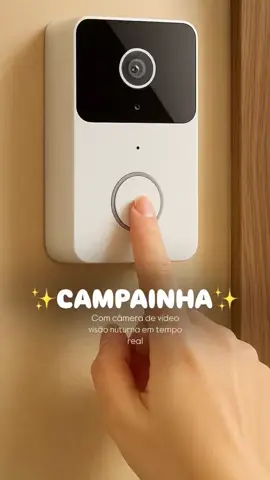 Transforme sua porta em um portão inteligente! 🔐📱 Com essa campainha Wi-Fi com câmera HD, você recebe notificações no celular, vê quem está chegando e mantém sua família muito mais segura — tudo sem fio e super fácil de instalar! #campainhaintegrada #wifi #videoporteiro #achadinhosshopee #casasegura 