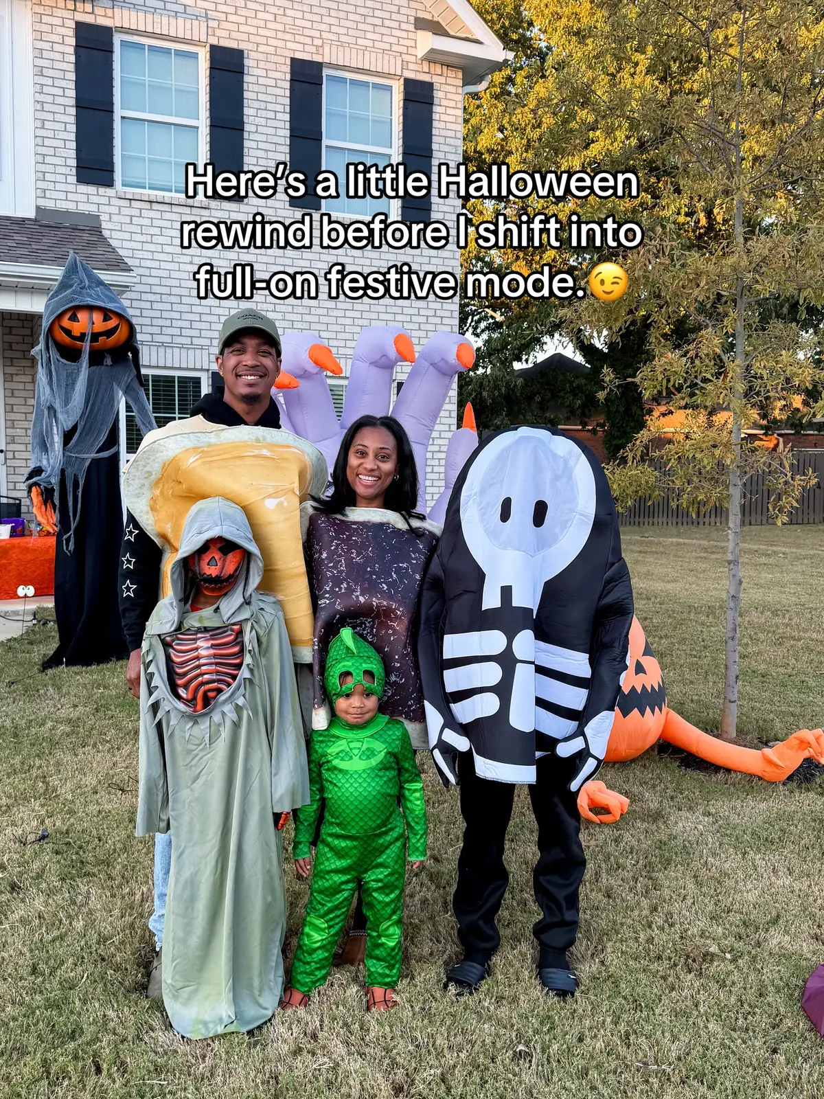 Missing spooky season a little… but Christmas is calling 🎄🎅🏾 #halloween2025 #halloweencostume #familycostume #halloweenishere 