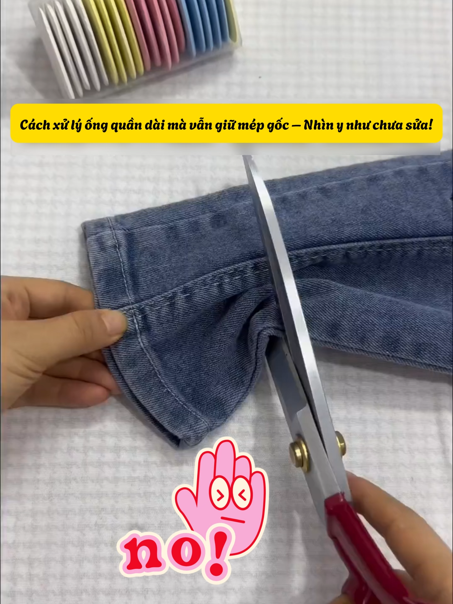 ✨ Cách xử lý ống quần dài mà vẫn giữ được mép gốc – Nhìn y như chưa sửa! #mayva #quanao#catgauquan #meohay #meovatcuocsong #tipsandtricks