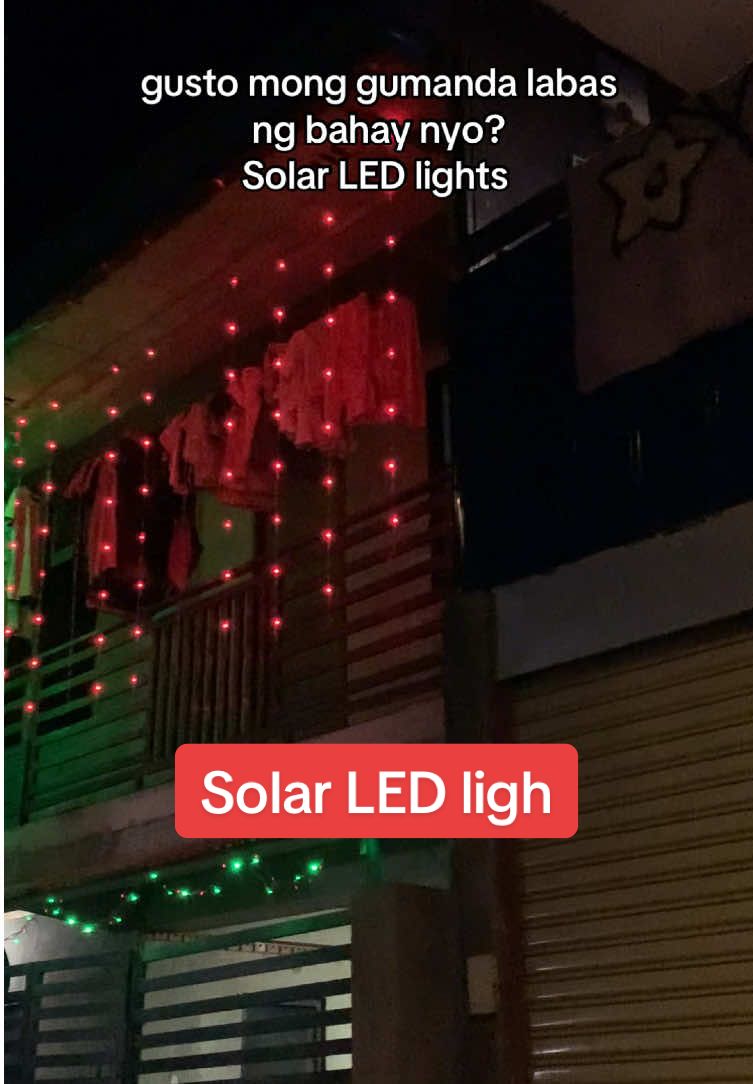 Solar LED lights, Kong gusto mong gumanda labas ng bahay nyo! #solarledlights #solarcurtainchristmaslights  #solarledlightoutdoor #trending #viral 