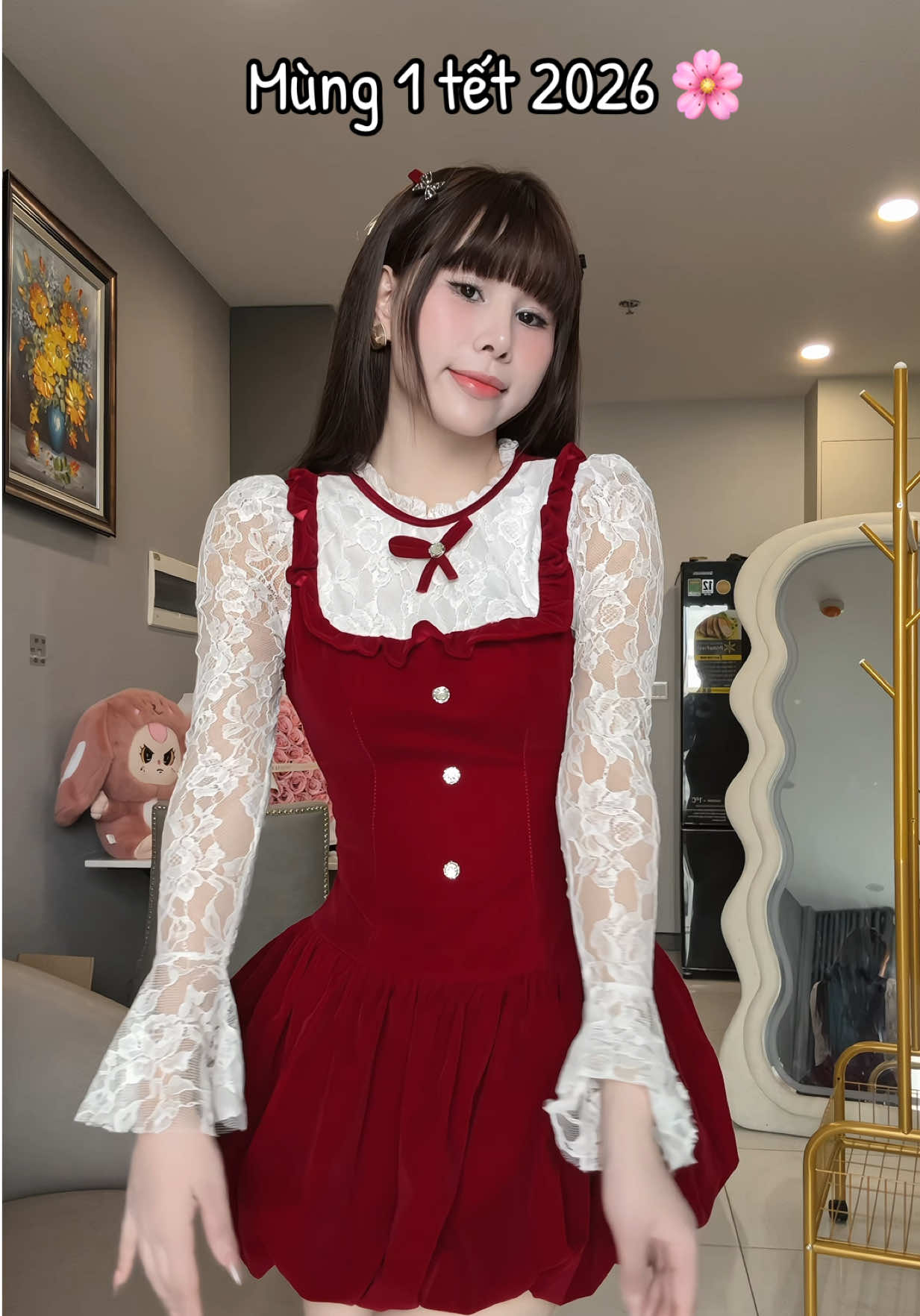 Tết bà phải đỏ nạ 😗😗 #vayxinhmoingay #vayxinhmactet #damnhung #damren 