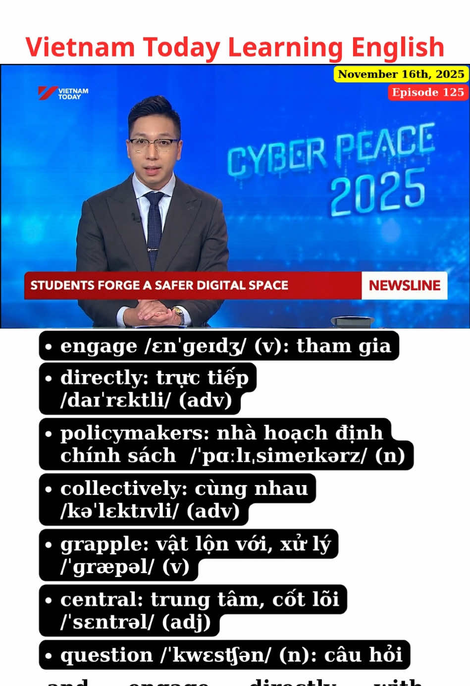 Học tiếng Anh - Vietnam Today Learning English - Episode 125 #VietnamToday #vietnamtodaylearningenglish #luyennghetienganh #hoctienganh #english 