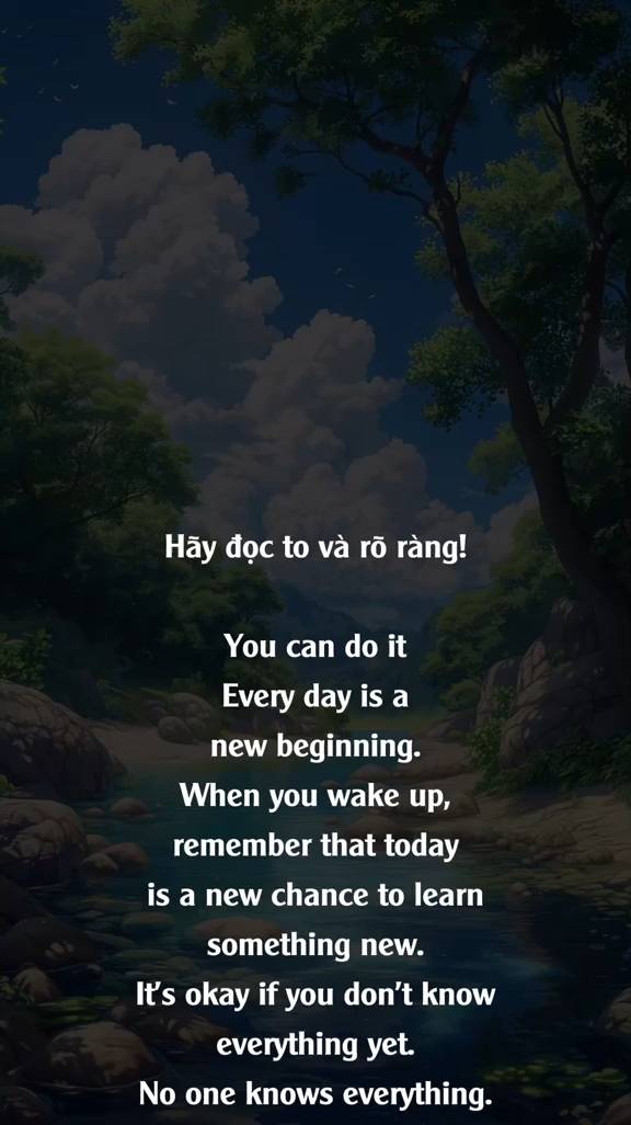 Mỗi ngày mới là một cơ hội mới, luôn vững vàng bạn nhé! #reading #luyendoctienganh #tapdochangngay