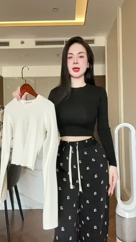 PQ01- Áo crotop dài tay cổ cao