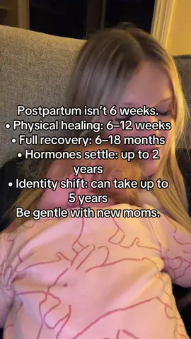 Postpartum isn’t a 6-week recovery. Your body heals in weeks, recovers in months, hormones settle over years… and identity evolves even longer. Be gentle with yourself, mama. 🤍 #ftm #newmomtips #postpartumjourney #7weeksold 