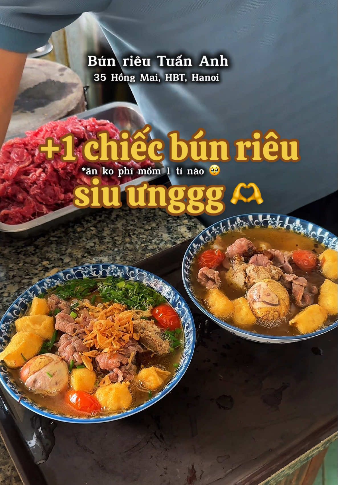 +1 chiếc bún riêu bò siu ưnggg 🍲👌 Ăn ko phí mồm 1 tí nào luôn ấy 🥹 Rất recommend mng thử nhó!! 🫶 #bunrieu #thuvivu #reviewanngon #hanoifood #xh 