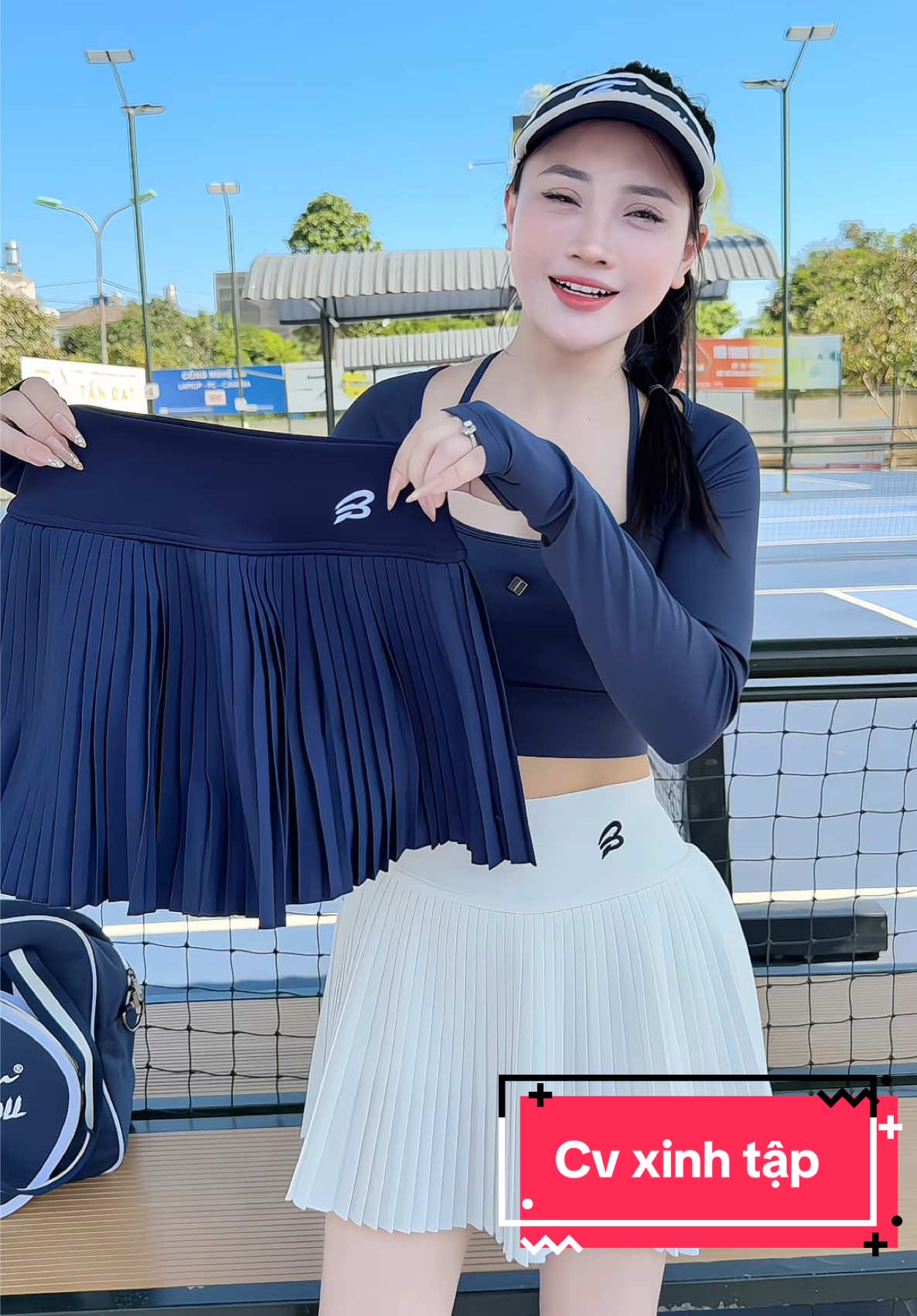 Chân váy xếp ly tập #pickleball #thethao #xuhuong #bumbee 