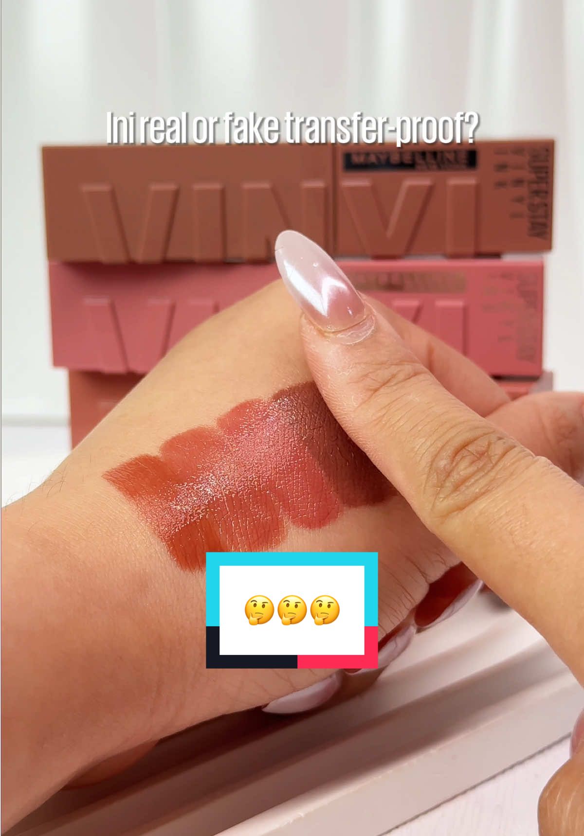 Transfer-proof test: PASSED 😏💅🏼 Real color, real boba vibes 🧋💋. 🧋4 NEW Super Stay Vinyl Ink Boba Shades🧋 250 Chai Dance  255 Peach Swirl  260 Rose Drip  265 Kiss of Oolong #maybelline #maybellinemalaysia #maybellinesuperstayvinylinkboba #FYP #transferprooflipstick