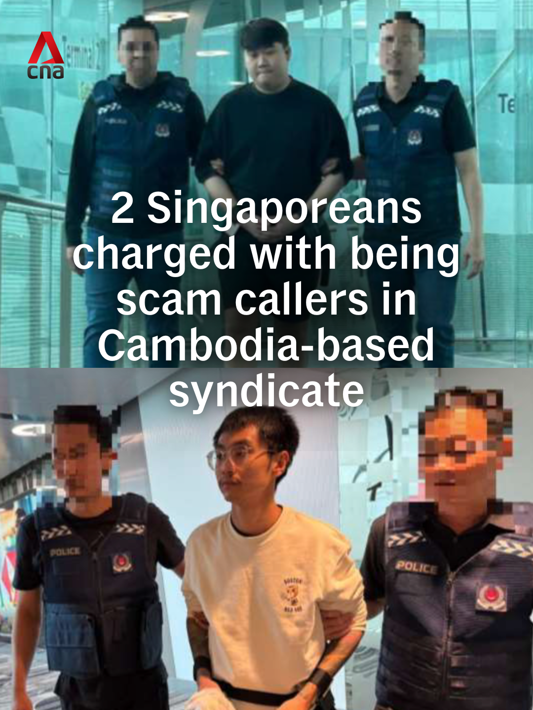 Two Singaporean men were charged on Monday (Nov 17) with being scam callers in a Cambodia-based syndicate that targeted victims in Singapore. Wayne Soh You Chen, 27, and Brian Sie Eng Fa, 32, were deported to Singapore and arrested upon arrival on Nov 16. Both men are among 34 suspects wanted by the Singapore Police Force for being part of an organised criminal group. #singapore #sgnews #cambodia