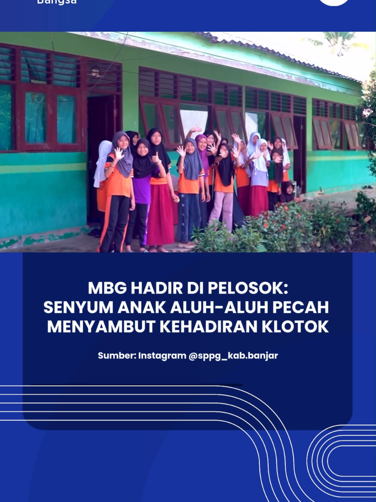 Pendistribusian MBG (Makan Bergizi Gratis) dari SPPG (Satuan Pelayanan Pemenuhan Gizi) Aluh-Aluh Besar dilaksanakan oleh relawan bersama Tim SPPI Kab. Banjar tepatnya di Kecamatan Aluh-Aluh, Kab. Banjar, Provinsi Kalimantan Selatan. Pengantaran dilakukan menggunakan jalur air yaitu menyebrangi sungai menggunakan perahu-perahu kecil atau biasa disebut klotok. Senyum dan antusias mereka menjadi bukti bahwa program ini benar-benar menghadirkan manfaat hingga ke pelosok. #TVRI #TVRINasional #MediaPemersatuBangsa #SPPG #MBG #Banjar #KalimantanSelatan