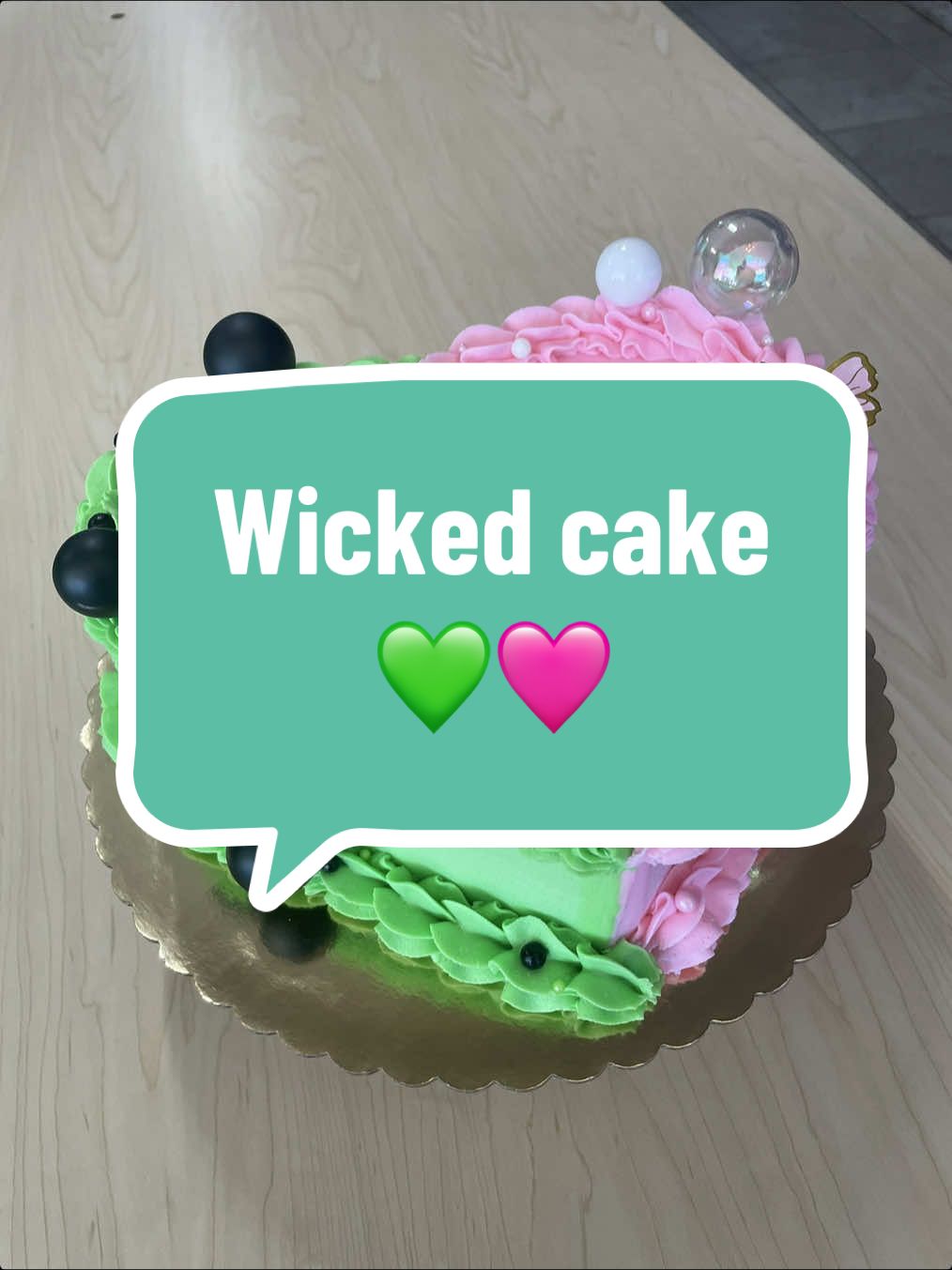 Not all vintage heart cakes have to be tall. This Wicked themed little cutie was the perfect cake for a smaller get together - or even a birthday photo sesh. #zhuzhbakery #wickedcake #vintageheartcake 