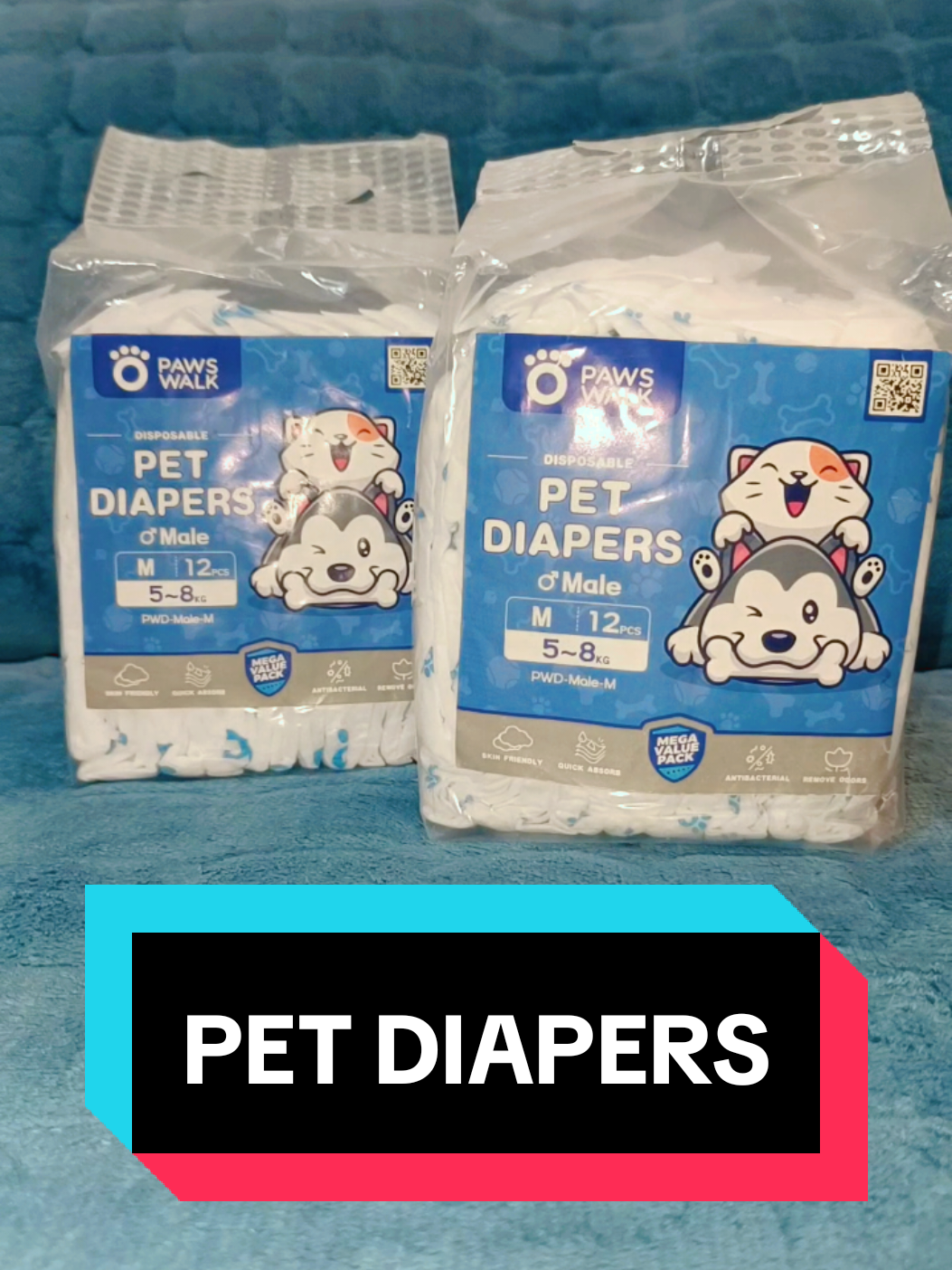 Paws Walk Disposable Pet Diapers for Male and Female Pets, available in XXS-XL sizes. #PetDiapers #DisposablePetDiaper #FurParentsChoice #FurbabiesEssentials  #DogDiapers 