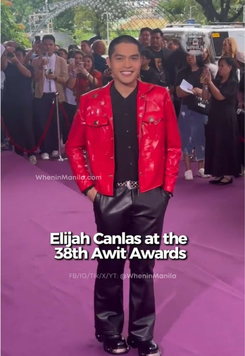 Award-winning actor Elijah Canlas rocked a red leather jacket at the 38th Awit Awards. #38thAwitAwards #AWITxVIBE #Legit