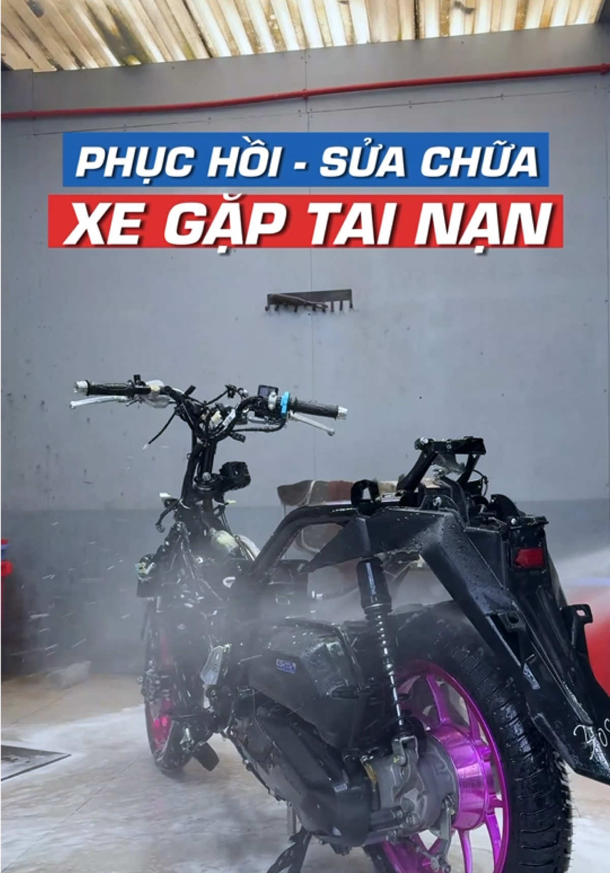 Các bác có đoán được chiếc xe này đã bị tai nạn rất nặng không? #xecungmotor #baoduongxemay #suaxemay #ab #xetainan 