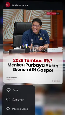 TEMBUS 6%🤔 --- Menkeu Purbaya Yudhi Sadewa optimistis pertumbuhan ekonomi Indonesia bisa menembus 6 persen pada 2026. Dalam keterangannya di Jakarta, Minggu (16/11/2025), Purbaya menyebut bahwa tren kebijakan ekonomi saat ini sudah berjalan di jalur yang benar. “Saya perkirakan akan tumbuh lebih cepat lagi, mungkin di kisaran enam persen,” ujarnya. Optimisme tersebut lahir dari berbagai kebijakan pemerintah yang dinilai mampu mendorong percepatan ekonomi nasional. Menkeu juga menegaskan pentingnya konsistensi dalam menjalankan kebijakan agar momentum pertumbuhan tetap terjaga. “Kalau kebijakan yang sekarang dijalankan terus dengan baik, kita berada di arah yang benar,” tegasnya. #ihsg #saham #ekonomi #finance 