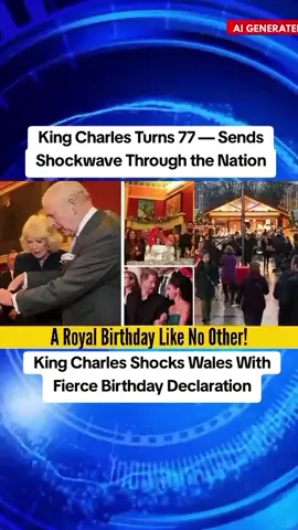 King Charles Turns 77 — Sends Shockwave Through the Nation King Charles Shocks Wales With Fierce Birthday Declaration #KingCharles #RoyalFamily #Charles77 #RoyalNews #breakingnews  This content was created using AI and is meant for informational and entertainment purposes only. Unless clearly stated, the text or audio does not reflect real events and should not be treated as official or factual reporting. Please verify important details through trusted sources.