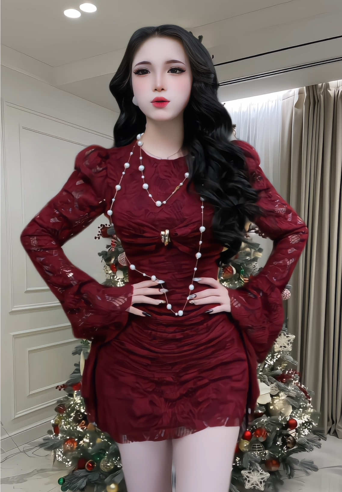 Đầm ren tay dài loe form ngắn phối tua rua nhún v1 kèm tag KÈM QUẦN🌷#damxinh #xuhuong #hottrend #thoitrangnu #doxinhmoingay 