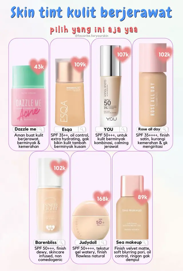 Rekomendasi skintint untuk jenis kulit berjerawat dan sensitif nihh #skintint #skintintviral #kulitberjerawat 