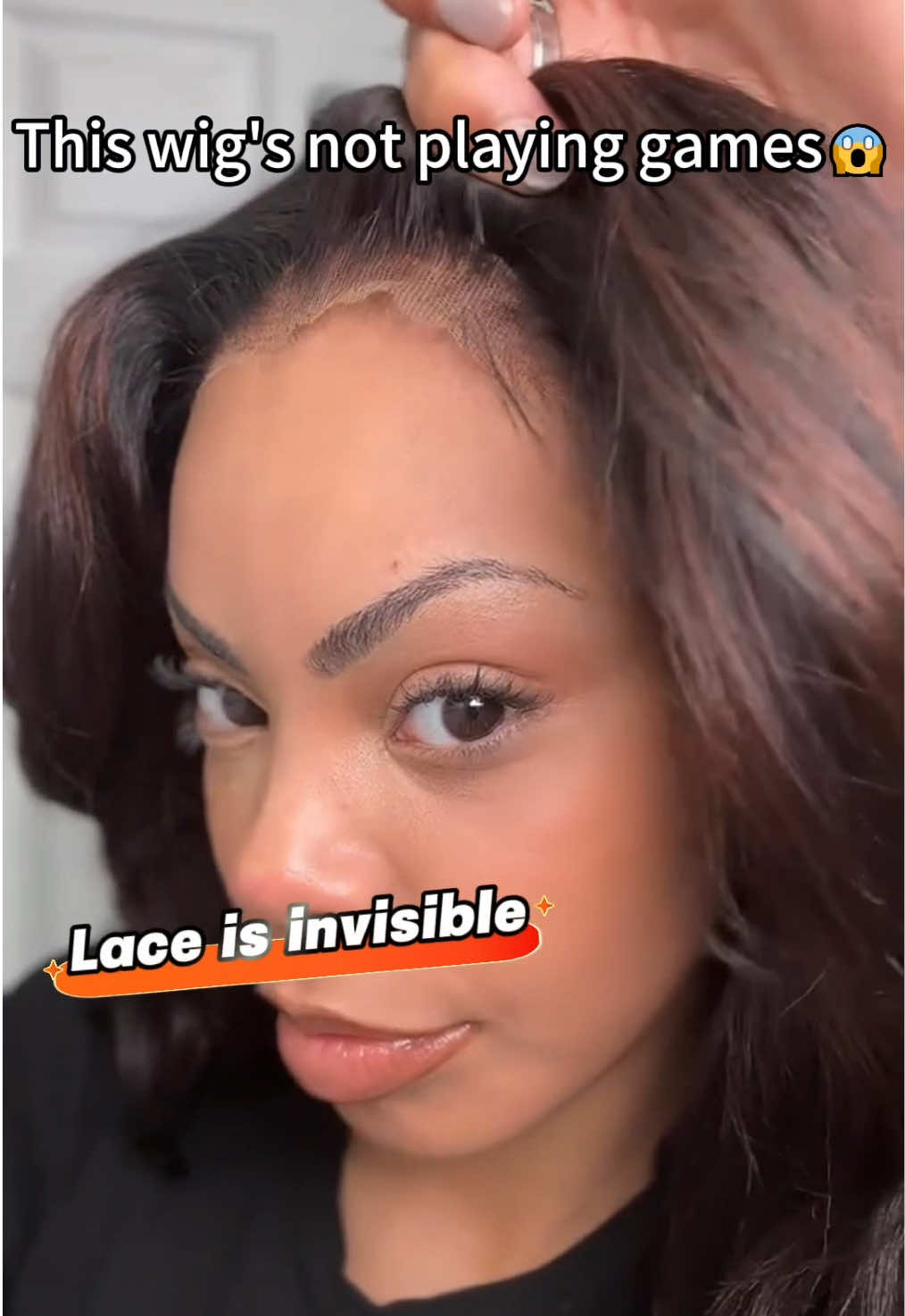 Invisible lace‼️ I love this wig 😍😍 @Quria!  Hair ✅ Ashimary Highlights Yaki straight glueless bob wig 🛒🛒 Click my 🅱️ℹ️0️⃣🔗 #AshimaryBlackFriday #tiktokshopblackfriday #gluelesswig #naturalhair #wiginstalls 