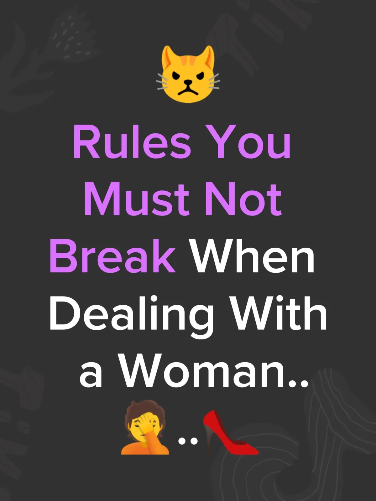 Before you date her… before you fall for her… before you even THINK you understand her  There are rules. Rules that, if you break them, you will lose her respect, her interest, and her love faster than you can imagine. Most men break ALL of these without even knowing it, but after today, you won’t be one of them. Welcome back to the to this page, where we teach men the psychology, confidence, and mindset needed to win in dating and relationships. Today’s topic is one that will SAVE you from heartbreak and confusion: “Rules You Must NOT Break When Dealing With a Woman.” These rules are simple… but powerful. Ignore them, and you’ll struggle. Respect them, and you’ll stand out from every other man she has ever met. Let’s begin 🔹 RULE 1: Never Chase After Disrespect. The moment she starts showing attitude, ignoring you, or giving low-effort responses… Do not chase. A woman will test you to see if you value yourself. The more desperate you look, the less she respects you. Real men walk away from disrespect  not run after it. 🔹 RULE 2: Don’t Explain Yourself Too Much. Women are attracted to men who are clear, calm, and decisive. If you find yourself over-explaining, apologizing too much, or trying too hard to get her approval… you’ve already lost power. Speak once, with confidence, your actions will do the rest. 🔹 RULE 3: Don’t Try to Fix Everything. When she’s emotional, venting, or stressed, don’t jump into “problem-solving mode.” Most of the time, she wants you to listen, not fix. Your calm presence means more than any solution. 🔹 RULE 4: Don’t Let Her Set All the Terms. If she always chooses when to talk, when to see you, when to pull back, and when to come close… You’re not in a relationship  you’re in a cycle of chasing. Set boundaries. Make decisions. Lead with confidence. A woman respects a man who respects himself. 🔹 RULE 5: Never Show Jealousy Over Every Little Thing. A tiny bit of jealousy is natural. But insecurity? That kills attraction instantly. Trust yourself. Trust your value. If she wants to be with you, she will choose you. If she doesn’t, your calm reaction will show her you’re not dependent on her validation. 🔹 RULE 6: Don’t Be TOO Available Being overly available makes you look like someone with no goals, no mission, and no direction. Have a life. Have purpose. Women fall for men who are busy growing, improving, and becoming better  not for men who wait around all day for a text. If you want more high-value dating psychology that actually works, hit LIKE, drop a comment, and Follow to join the movement.👇 how to deal with women psychology #datingrulesformen #femaleattractionpsychology #relationshipadviceformen #mistakesmenmakewithwomen