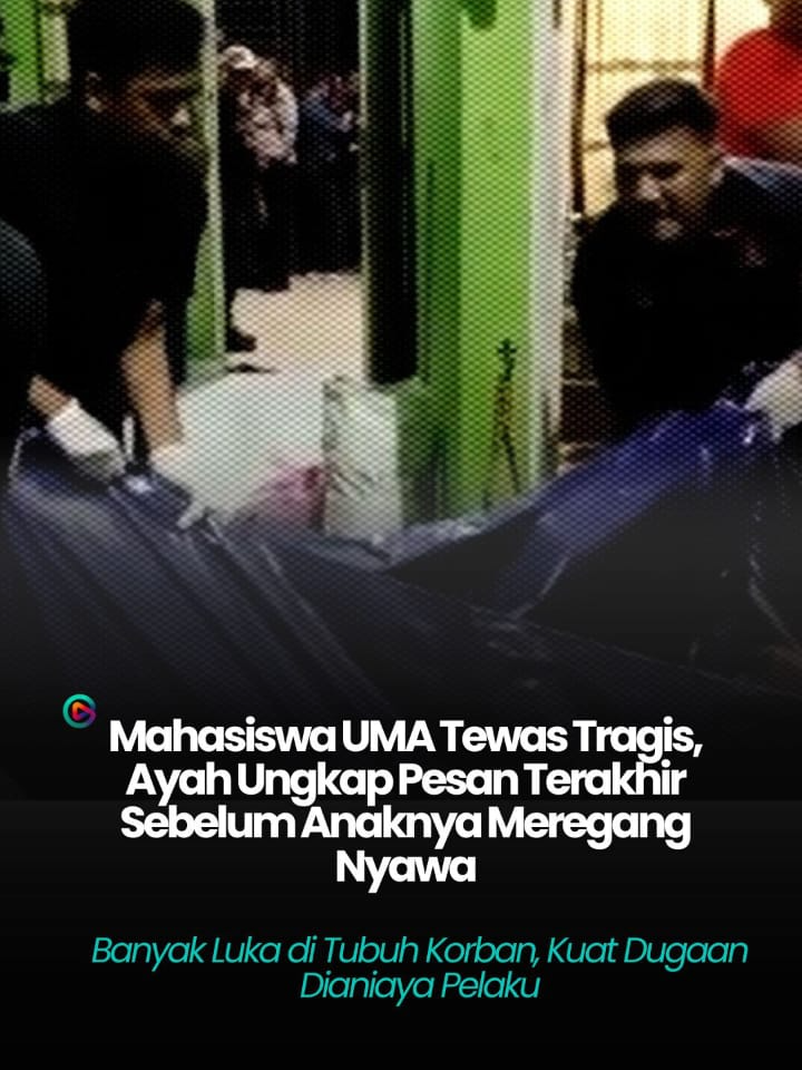 Mahasiswa UMA Tewas Tragis, Ayah Ungkap Pesan Terakhir Sebelum Anaknya Meregang Nyawa Kematian tragis mahasiswa Universitas Medan Area (UMA), Bonio Raja Gadja (19), meninggalkan duka mendalam. Sang ayah, Johar Gadja, mengungkap bahwa putranya sempat mengirim pesan ucapan Hari Ayah — tepat sebelum Bonio ditemukan tewas mengenaskan di rumah mereka di Gang Rambe, Desa Marindal II, Kecamatan Patumbak. Johar mengatakan pesan itu menjadi percakapan terakhirnya dengan Bonio, tanpa menyangka bahwa ucapan penuh kasih tersebut adalah tanda perpisahan terakhir. Sejak Rabu (12/11/2025), komunikasi dengan Bonio terputus. Ia tidak dapat dihubungi hingga akhirnya ditemukan tewas pada Jumat malam (14/11/2025). Keluarga menyebut tubuh Bonio penuh luka, memperkuat dugaan adanya tindak penganiayaan berat sebelum nyawanya melayang. Mereka menuntut polisi segera mengungkap pelaku yang tega menghabisi mahasiswa muda tersebut. Kasus ini mendapatkan atensi publik dan kini dalam penyelidikan mendalam oleh pihak kepolisian. Terus ikuti berita seru dan menarik lainnya hanya di: https://www.topikseru.com/ Follow us on: Twitter: https://x.com/Topikserucom Facebook: https://web.facebook.com/topikserucom Instagram: https://www.instagram.com/topikserucom/ TikTok: https://www.tiktok.com/@topikserudotcom #MahasiswaUMA #Medan #Pembunuhan #Kriminal #TopikSeru