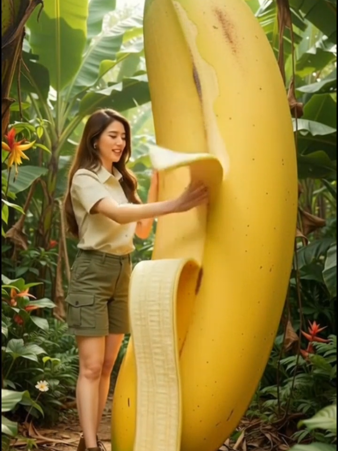 Eating Huge Banana in a Forest🍌 #huge #banana  #eating #forestsound #asmr 