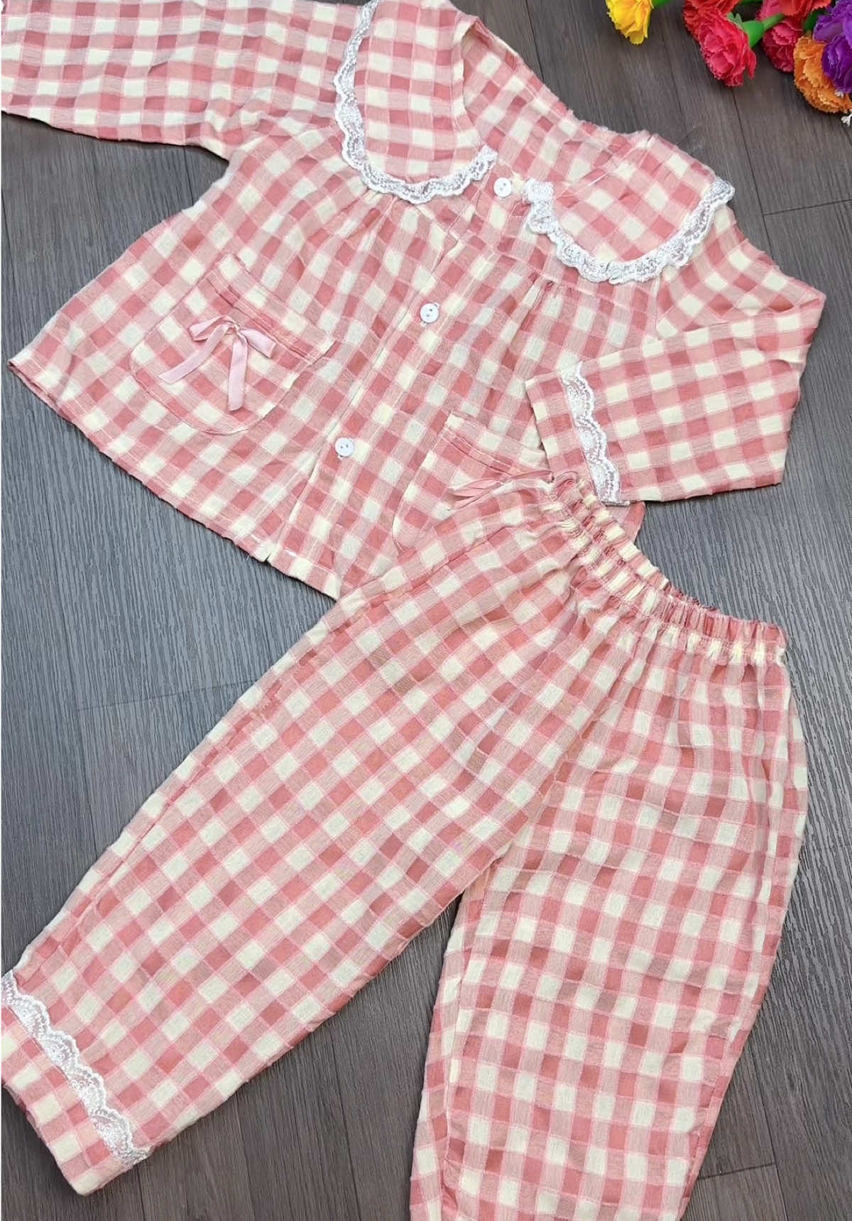 8-65kg - Bộ thô mềm kẻ cổ sen  cho mẹ và bé  #mebevyne#quanaobegai#bomacnhaxinh#boduichobe#mevabe