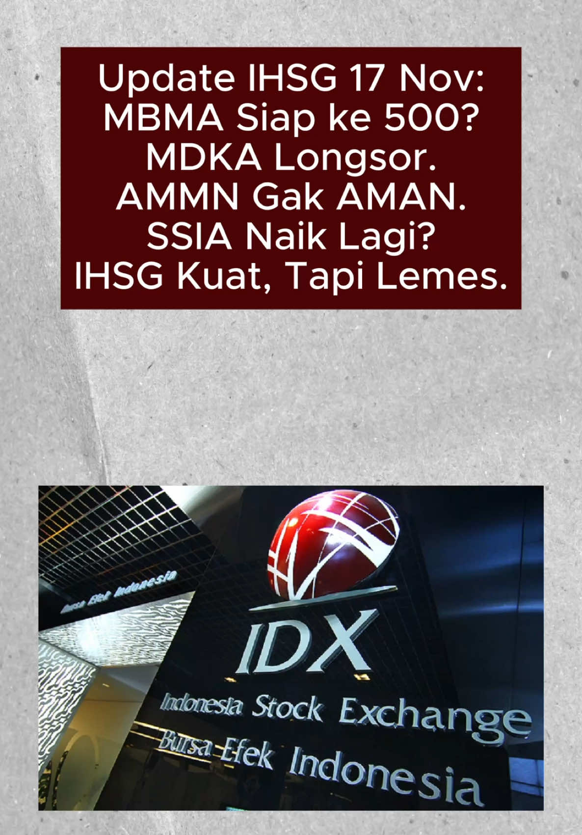 IHSG kurang tenaga buat nanjak. Meskipun hijau sih. RAJA dan BRPT gagal bertahan hijau. Mdka makin longsor, dan kini masuk harga beli lagi. Mbma mungkin ke 500 gak sih? Ssia mulai ada pergerakan. Dan Elsa juga positif. #investorindonesia #sahamindonesia #analisasaham #sahambagus #investorsaham 