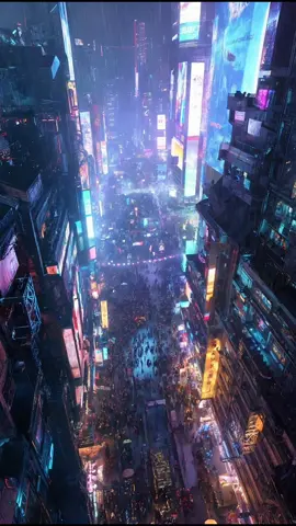 Looking Down on a Rainy Neon World — Cyberpunk Night Vibes #cyberpunk #cybercity #fyp #recommendations #aesthetic 