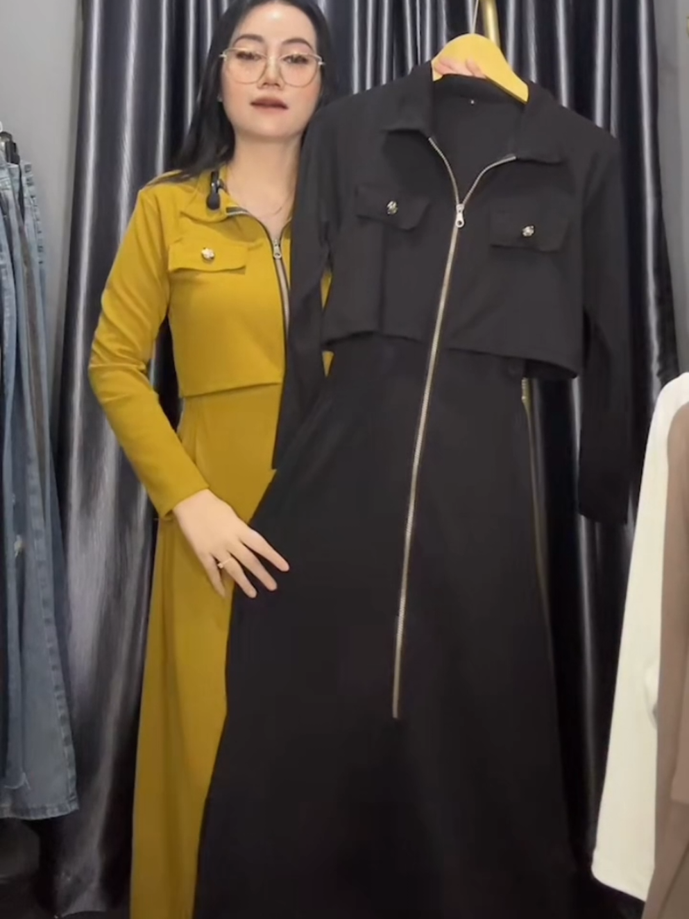 Alesha Dress alesharizqiafashion Dress Panjang Wanita Terbaru dengan Desain Zipper dan Kantong Stylish #fyp #atasanwanita #dress #dresspanjang #tranding 