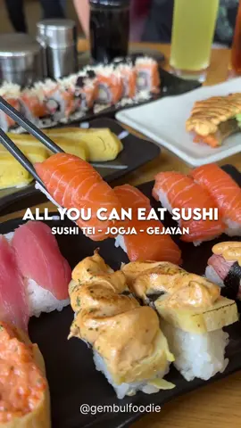 All you can eat Sushi Tei Jogja. Promo setahun sekali yang best deal. Ada give away di IG gembulfoodie ya #sushitei #allyoucaneat #promojogja #gembulfoodie #jogja 