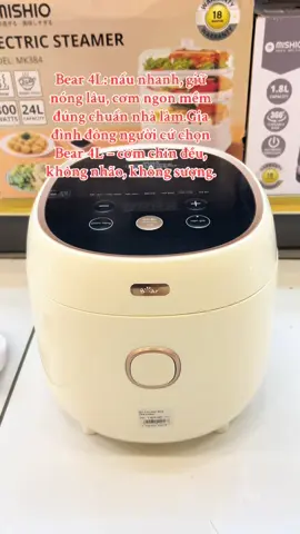 Nồi cơm điện Bear 4L: nấu nhanh, giữ nóng lâu, cơm ngon mềm đúng chuẩn nhà làm.Gia đình đông người cứ chọn Bear 4L – cơm chín đều, không nhão, không sượng. #bear #noicomdien #xuhuong 